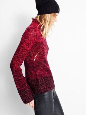 Zadig & Voltaire chrome deluxe cashmere Red Marled knit Turtleneck Sweater